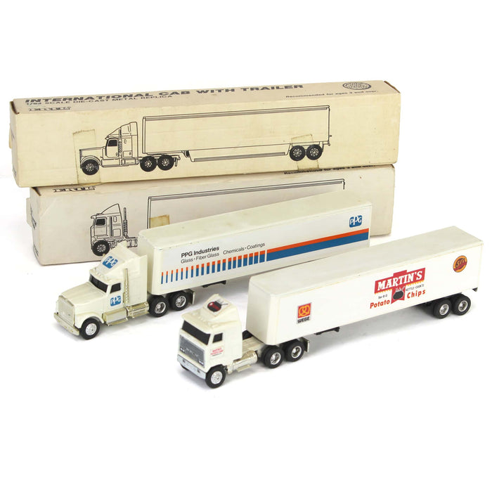 Lot of (2) 1/64 White Semis with Box Trailer