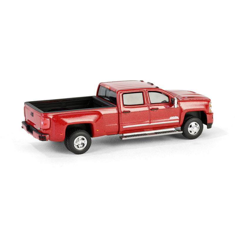 1/64 2018 Chevrolet Silverado 3500 HD High Country Dually Pickup Truck, Cajun Red Metallic, Dually Drivers Series 15
