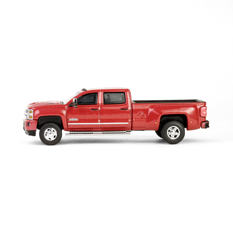1/64 2018 Chevrolet Silverado 3500 HD High Country Dually Pickup Truck, Cajun Red Metallic, Dually Drivers Series 15