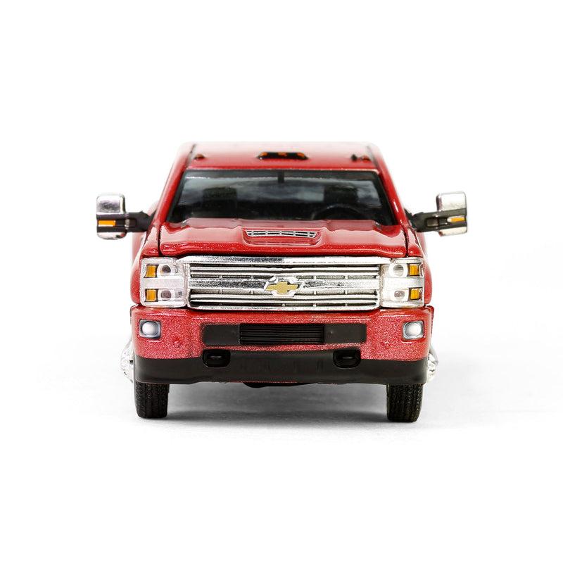 1/64 2018 Chevrolet Silverado 3500 HD High Country Dually Pickup Truck, Cajun Red Metallic, Dually Drivers Series 15