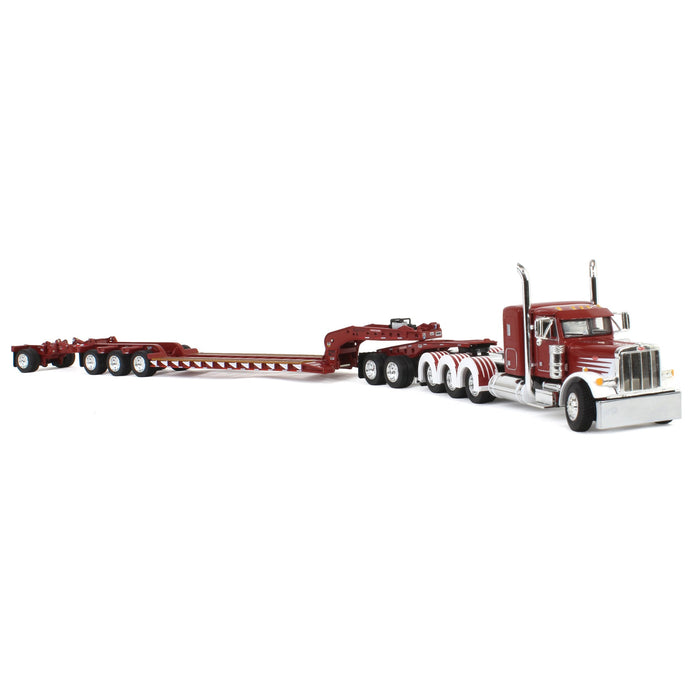 1/64 Cherry Red/White Peterbilt 379 with Fontaine Magnitude Lowboy, Jeep & Stinger, DCP by First Gear Image