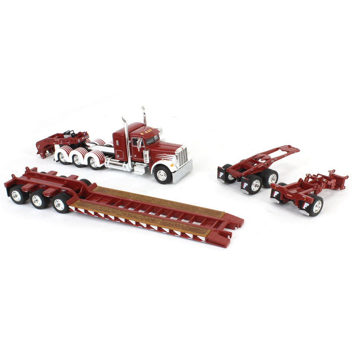 1/64 Cherry Red/White Peterbilt 379 with Fontaine Magnitude Lowboy, Jeep & Stinger, DCP by First Gear Image