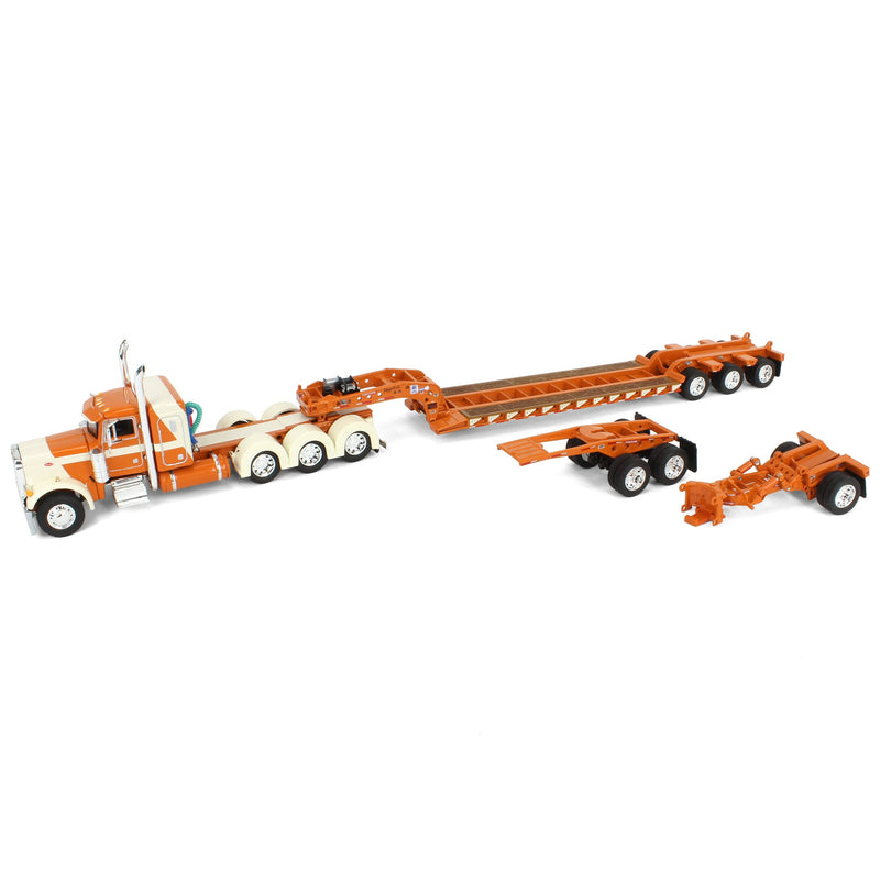 1/64 Burnt Orange/Cream Peterbilt 379 with Fontaine Magnitude Lowboy, Jeep & Stinger, DCP by First Gear