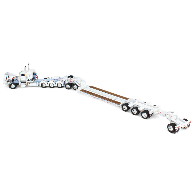 1/64 White/Light Blue Peterbilt 379 with Fontaine Magnitude Lowboy, Jeep & Stinger, DCP by First Gear