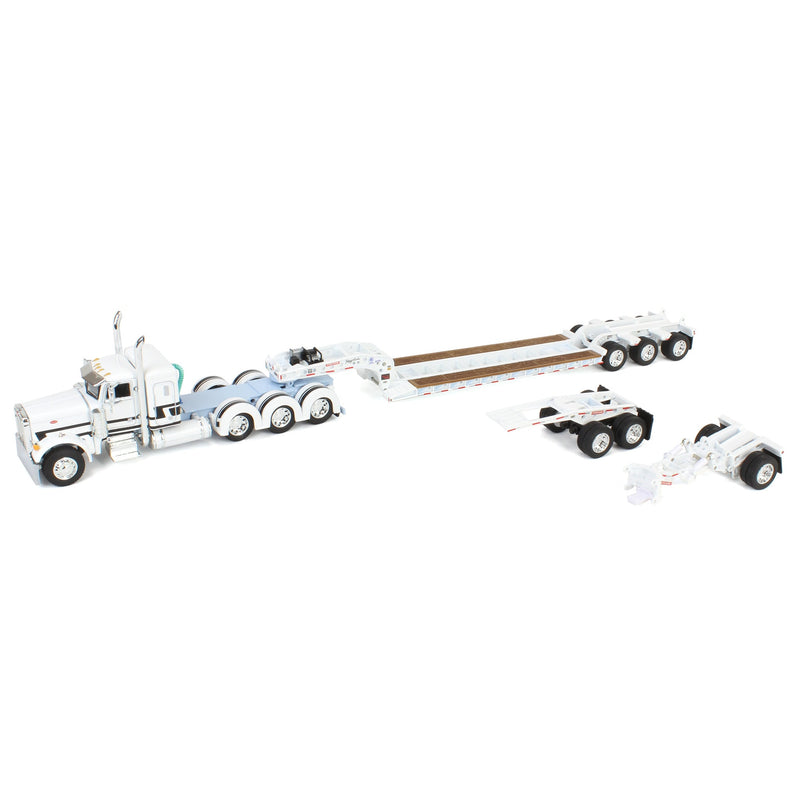1/64 White/Light Blue Peterbilt 379 with Fontaine Magnitude Lowboy, Jeep & Stinger, DCP by First Gear