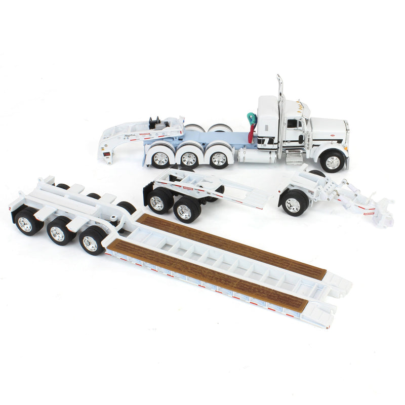 1/64 White/Light Blue Peterbilt 379 with Fontaine Magnitude Lowboy, Jeep & Stinger, DCP by First Gear