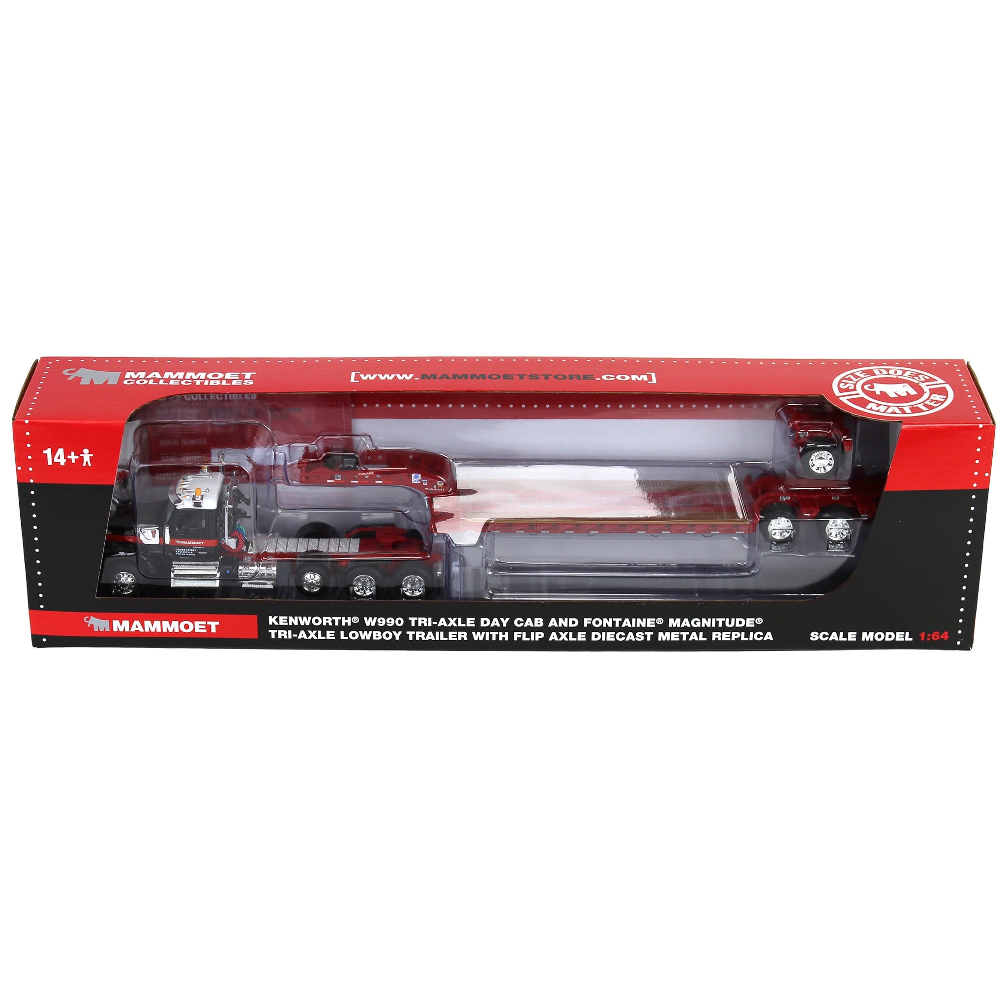 ミニカー SWORD 1/50 Mammoet Kenworth + 4ac Lowboy Kenworth T800W Rogers 4-Axle Flip Lowboy - Red - Sword 1:50 Scale