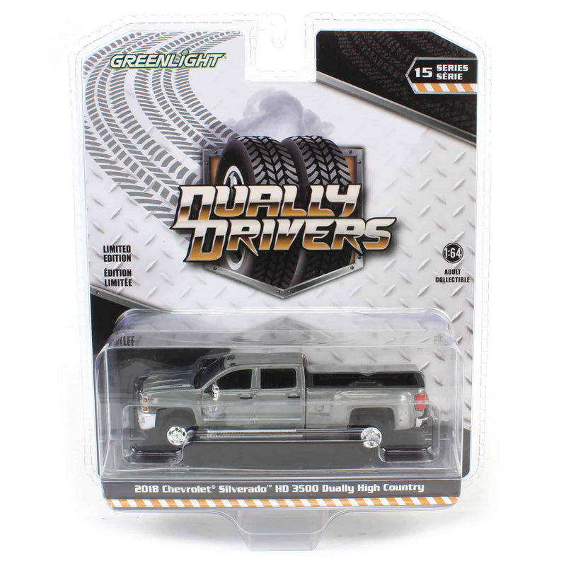 Raw Chase Unit ~ 1/64 2018 Chevrolet Silverado 3500 HD Dually High Country, Cajun Red Metallic, Dually Drivers Series 15