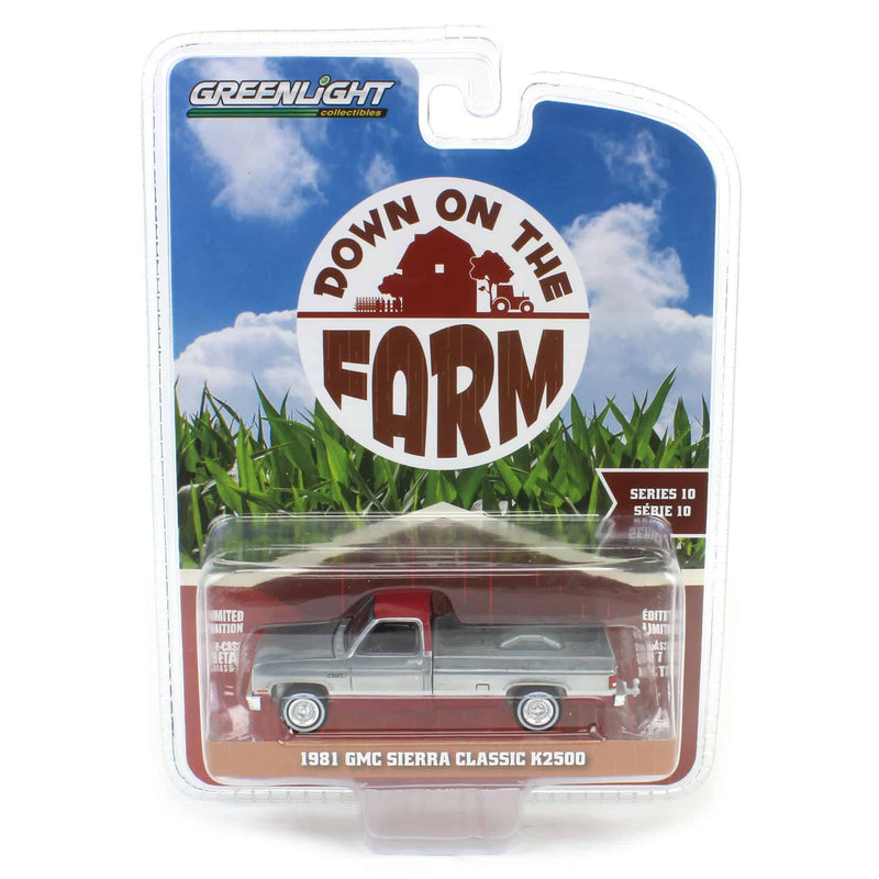 Raw Chase Unit ~ 1/64 1981 GMC Sierra Classic K2500, Neutral & Dark Carmine Red Deluxe Two-Tone, Down on the Farm Series 10