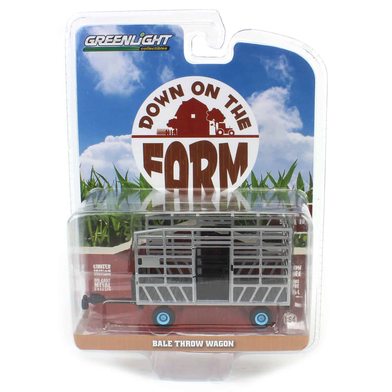 Raw Chase Unit ~ 1/64 Bale Throw Wagon, Light Blue, Down on the Farm Series 10