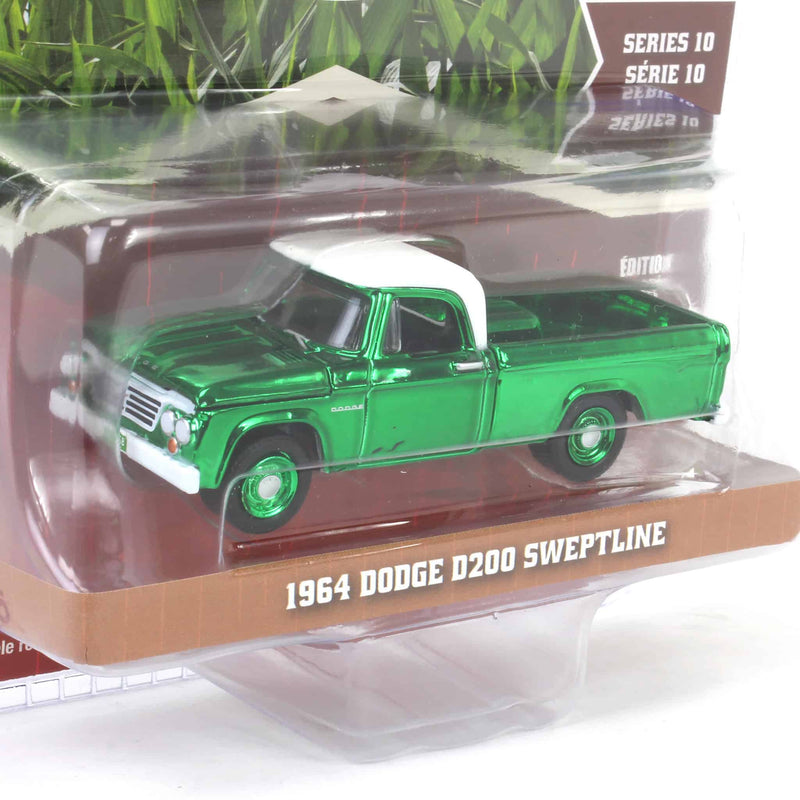 Green Chrome Super Chase ~ 1/64 1964 Dodge D-200 Sweptline, Turf Green & White, Down on the Farm Series 10
