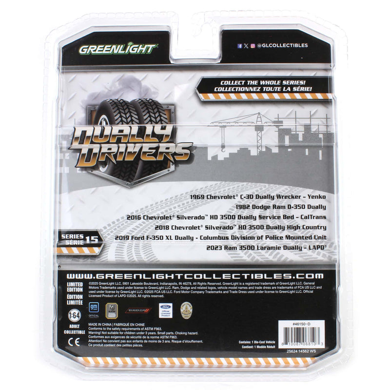 Raw Chase Unit ~ 1/64 2018 Chevrolet Silverado 3500 HD Dually High Country, Cajun Red Metallic, Dually Drivers Series 15