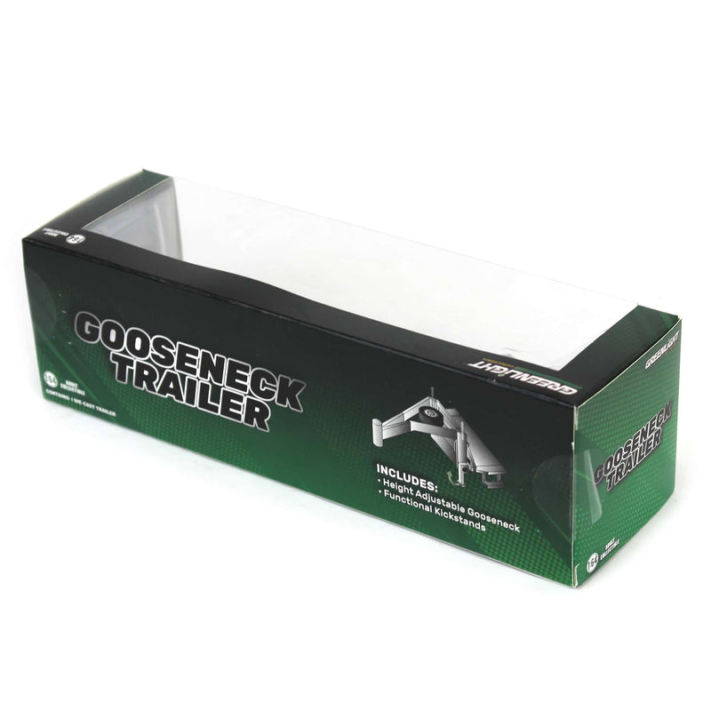 Green Chrome Chase Unit ~ 1/64 Lime Green Gooseneck Trailer with Red & White Conspicuity Stripes, Hobby Exclusive