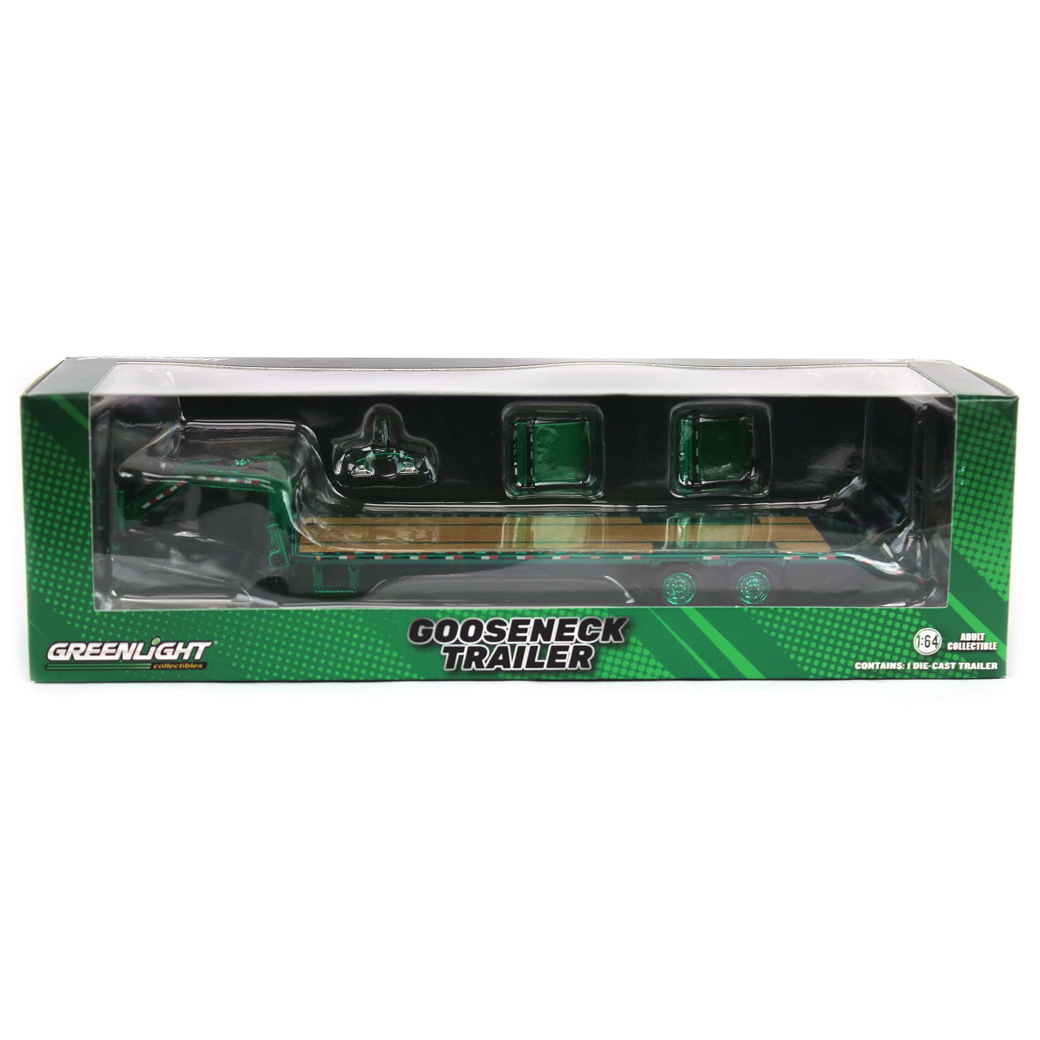 Green Chrome Chase Unit ~ 1/64 Lime Green Gooseneck Trailer with