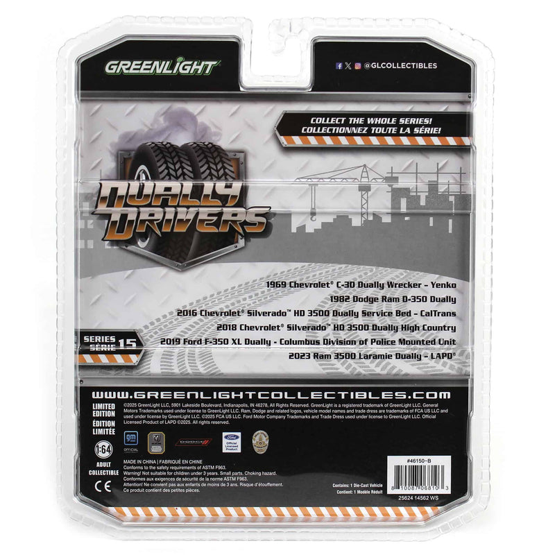 Raw Chase Unit ~ 1/64 1982 Dodge Ram D350 Dually, Construction Yellow, Dually Drivers Series 15