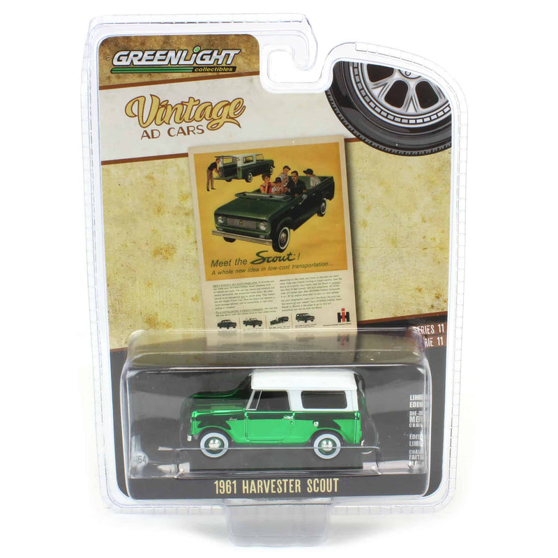 Chrome Super Chase Unit ~ 1/64 1961 Harvester Scout “Meet the Scout!", Vintage Ad Cars Series 11