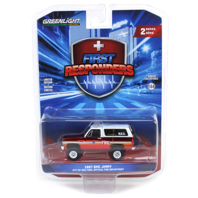 Red Chrome Super Chase ~ 1/64 1987 GMC Jimmy, FDNY M.E.U., First Responders Series 2