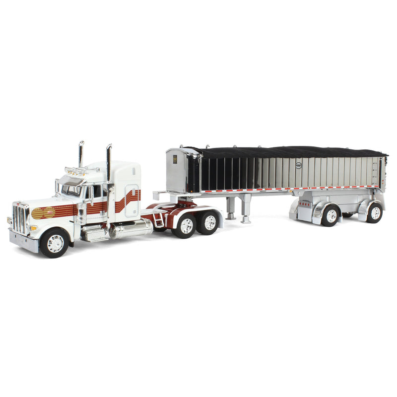 1/64 Peterbilt 389 with MAC Coal End Dump Trailer, White/Red/Gold, DCP by First Gear