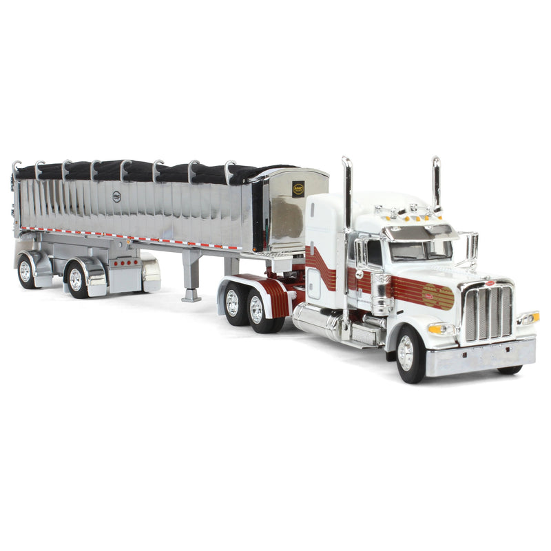 1/64 Peterbilt 389 with MAC Coal End Dump Trailer, White/Red/Gold, DCP by First Gear