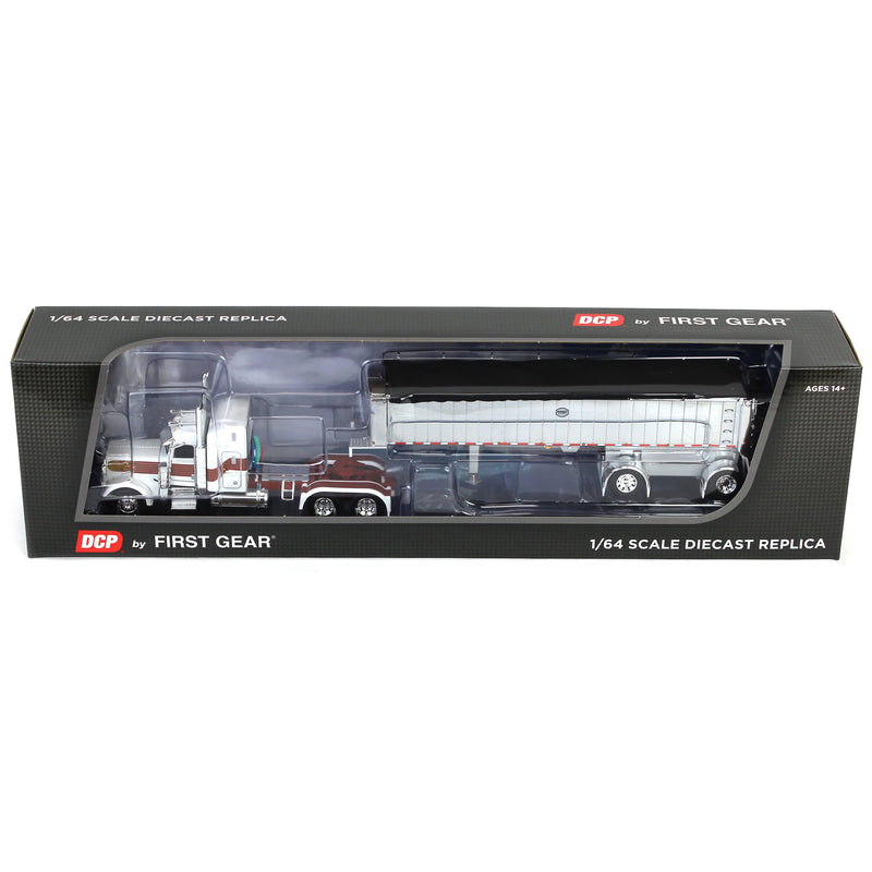 1/64 Peterbilt 389 with MAC Coal End Dump Trailer, White/Red/Gold, DCP by First Gear