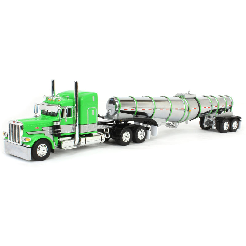 1/64 Peterbilt 389 with Polar Deep Drop Trailer, Green/Silver/Black, DCP by First Gear