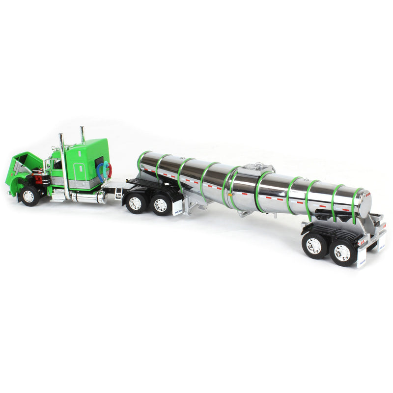 1/64 Peterbilt 389 with Polar Deep Drop Trailer, Green/Silver/Black, DCP by First Gear