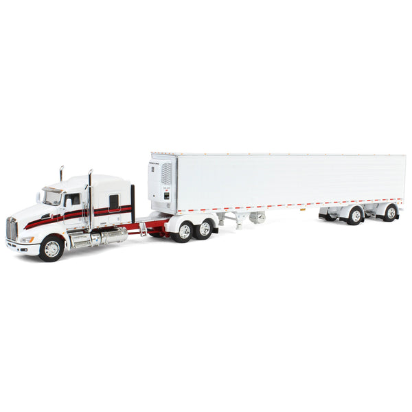 1/64 White/Red Kenworth T660 with Spread Axle Reefer Trailer, DCP
