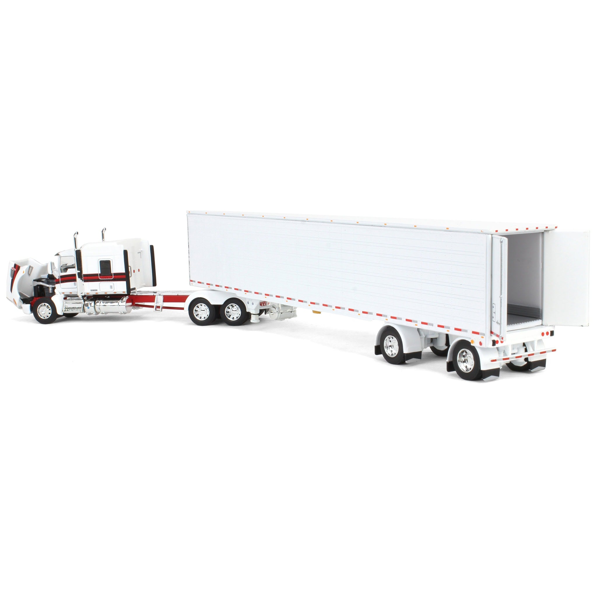 1/64 White/Red Kenworth T660 with Spread Axle Reefer Trailer, DCP