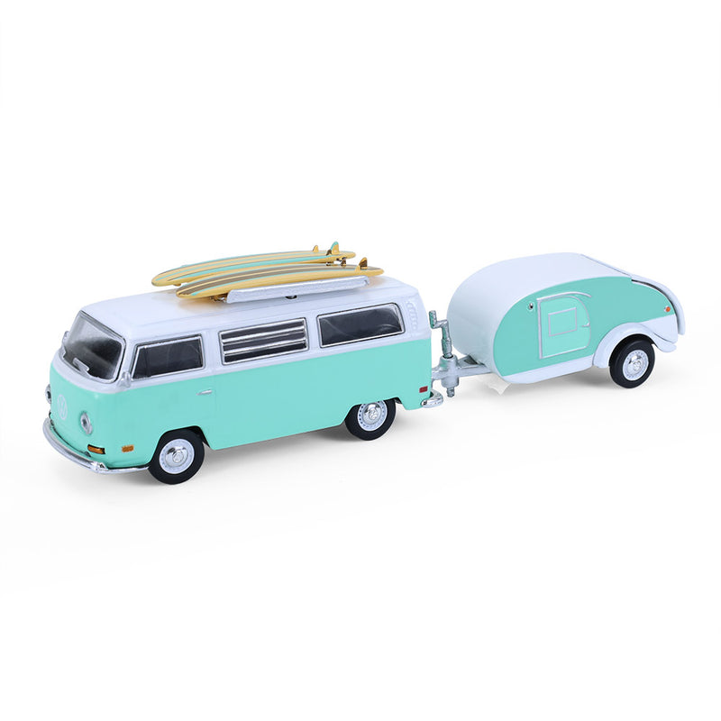 1/64 1971 Volkswagen Type 2 with Surfboards & Teardrop Trailer, Hitch & Tow Series 33