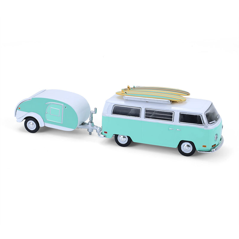 1/64 1971 Volkswagen Type 2 with Surfboards & Teardrop Trailer, Hitch & Tow Series 33