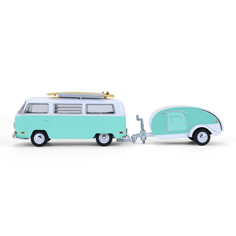 1/64 1971 Volkswagen Type 2 with Surfboards & Teardrop Trailer, Hitch & Tow Series 33