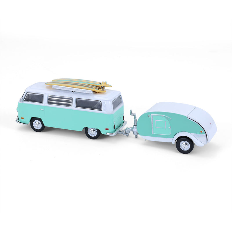 1/64 1971 Volkswagen Type 2 with Surfboards & Teardrop Trailer, Hitch & Tow Series 33