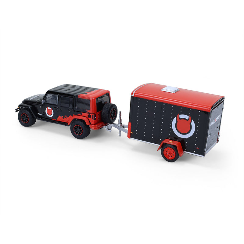 1/64 2012 Jeep Wrangler Unlimited with Small Cargo Trailer, Diablo Sport, Hitch & Tow Series 33