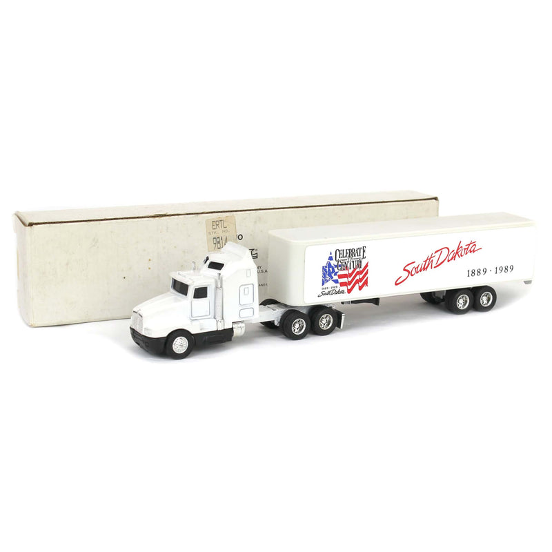 1/64 White Kenworth T600A Semi with South Dakota Box Trailer