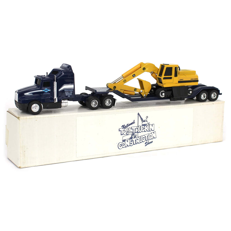 1/64 Blue Midwest Semi with Lowboy Trailer and John Deere 690C Excavator