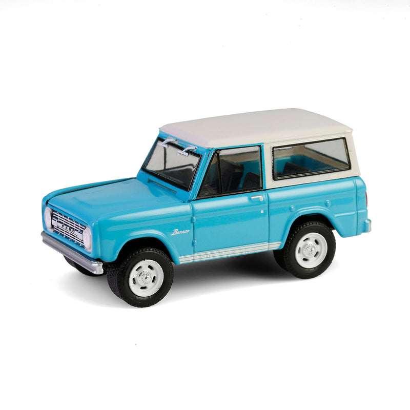 1/64 1966 Ford Bronco Custom SUV, Scottsdale 2024, Turquoise Blue, Barrett-Jackson Series 15