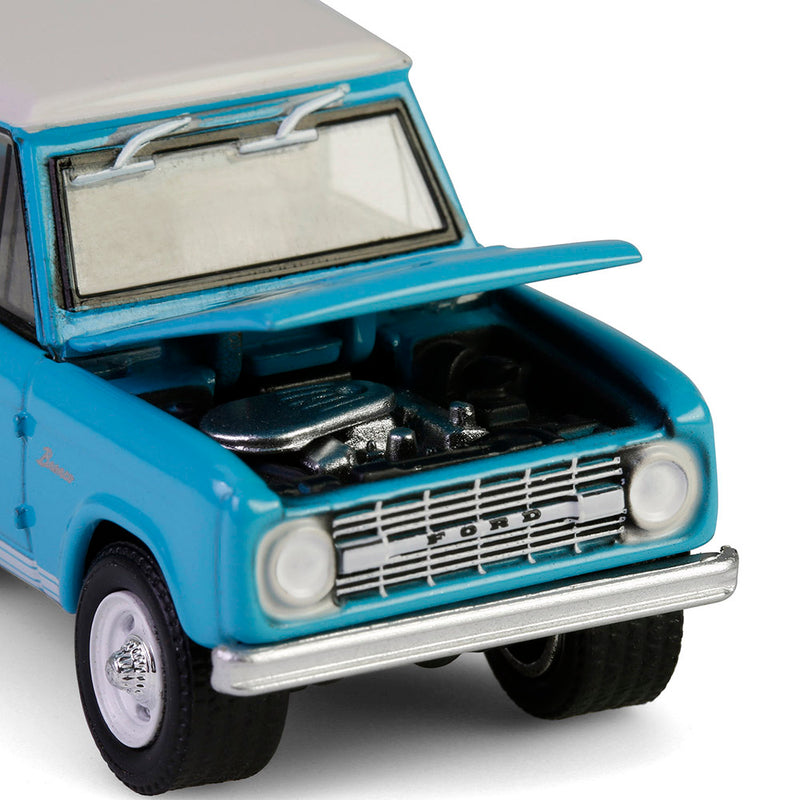 1/64 1966 Ford Bronco Custom SUV, Scottsdale 2024, Turquoise Blue, Barrett-Jackson Series 15