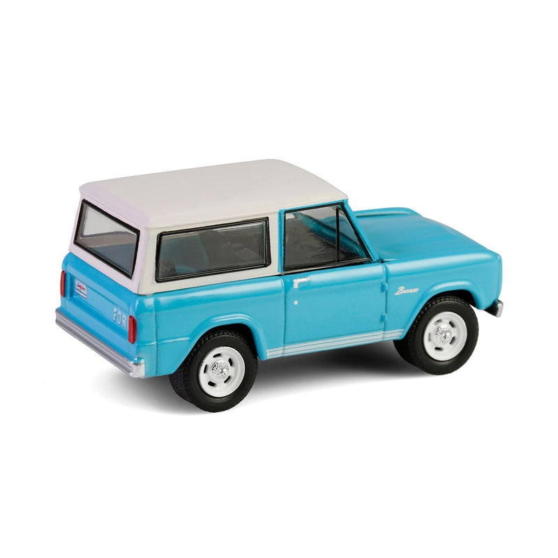 1/64 1966 Ford Bronco Custom SUV, Scottsdale 2024, Turquoise Blue, Barrett-Jackson Series 15