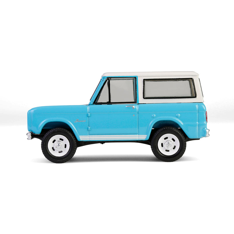 1/64 1966 Ford Bronco Custom SUV, Scottsdale 2024, Turquoise Blue, Barrett-Jackson Series 15