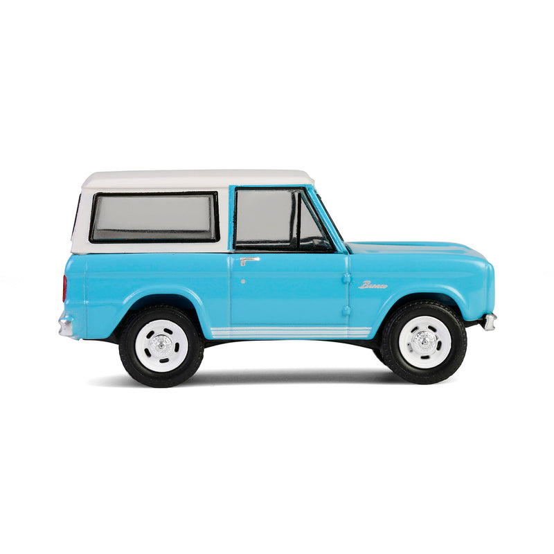 1/64 1966 Ford Bronco Custom SUV, Scottsdale 2024, Turquoise Blue, Barrett-Jackson Series 15