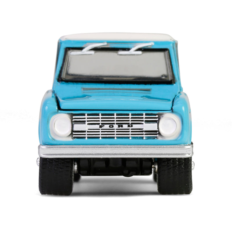 1/64 1966 Ford Bronco Custom SUV, Scottsdale 2024, Turquoise Blue, Barrett-Jackson Series 15
