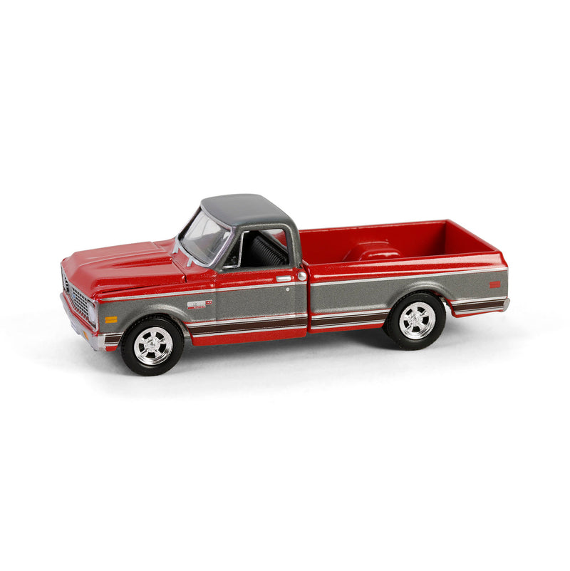1/64 1972 Chevy Cheyenne C10 Short Bed, Ruby Red & Gunmetal Gray, Hobby Exclusive