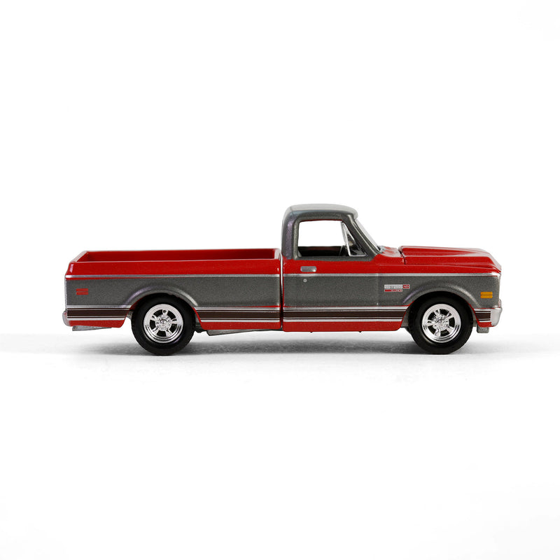 1/64 1972 Chevy Cheyenne C10 Short Bed, Ruby Red & Gunmetal Gray, Hobby Exclusive