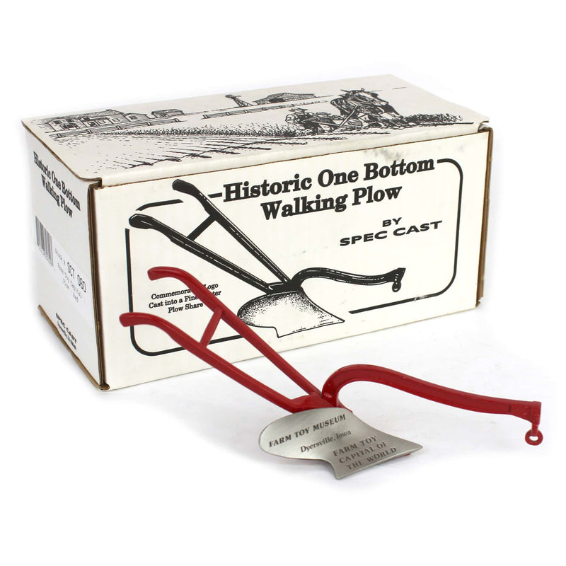Historic One Bottom Red Frame Walking Plow, Farm Toy Museum