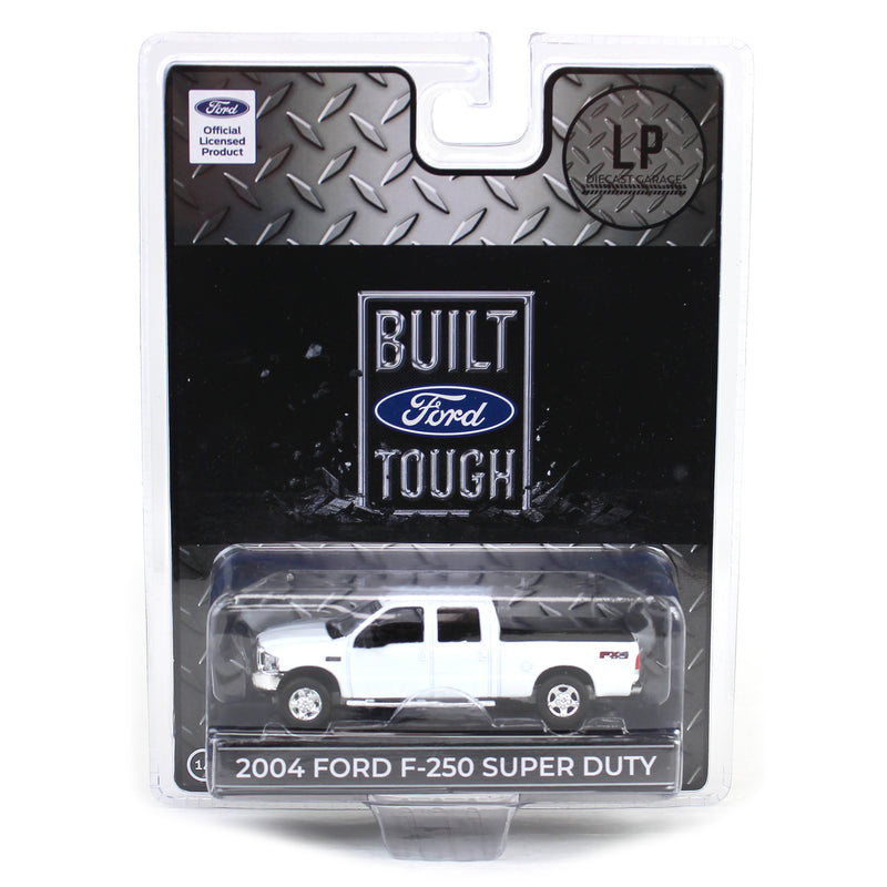 (B&D) 1/64 2004 Ford F-250 Super Duty Crew Cab Pickup Truck, Winter White, LP Diecast Garage Exclusive - Damaged Box