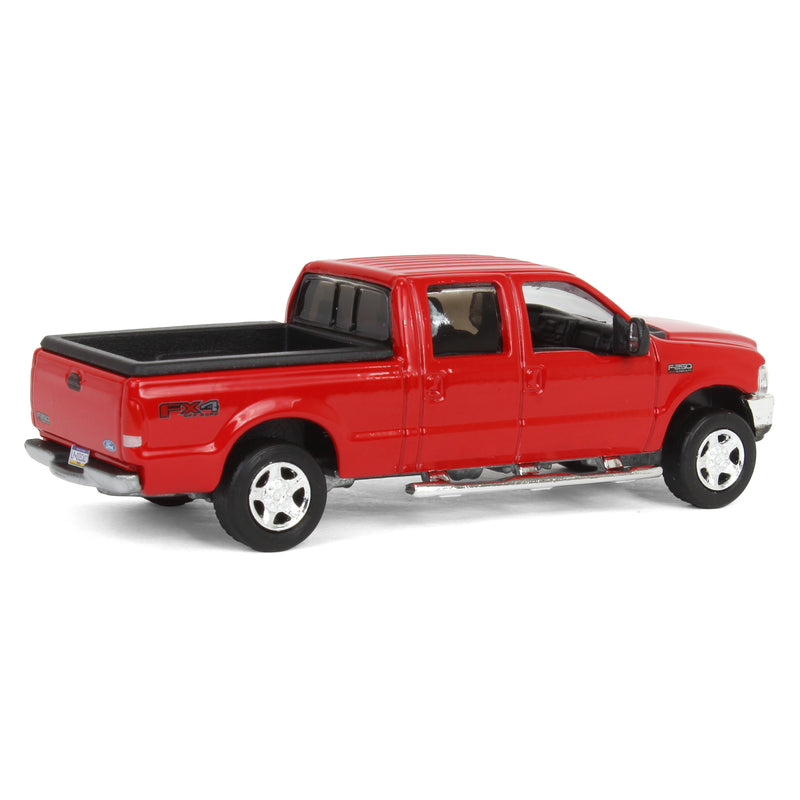 1/64 2004 Ford F-250 Super Duty Crew Cab Pickup Truck, Bright Red, LP Diecast Garage Exclusive