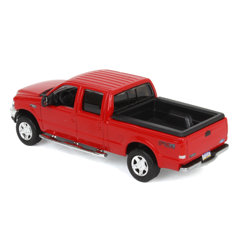 1/64 2004 Ford F-250 Super Duty Crew Cab Pickup Truck, Bright Red, LP Diecast Garage Exclusive