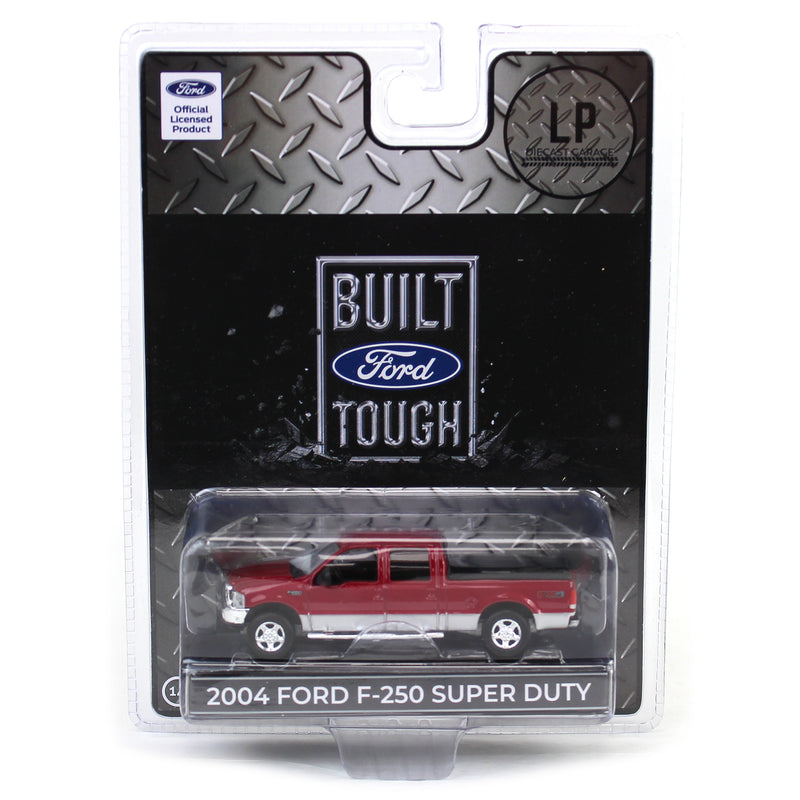 1/64 2004 Ford F-250 Super Duty Crew Cab Pickup Truck, Toreador Red & Silver Two-Tone, LP Diecast Garage Exclusive