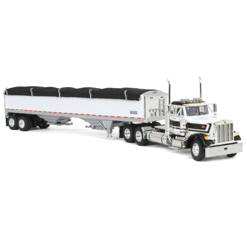 1/64 White & Black Peterbilt 379 Day Cab with White Wilson Pacesetter Grain Trailer, DCP by First Gear