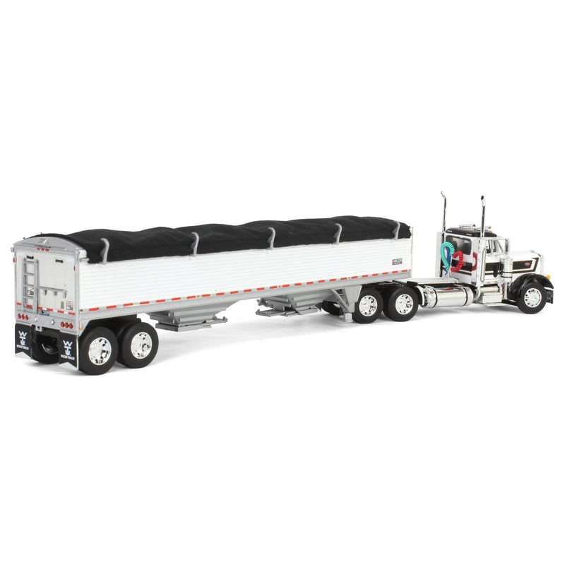 1/64 White & Black Peterbilt 379 Day Cab with White Wilson Pacesetter Grain Trailer, DCP by First Gear